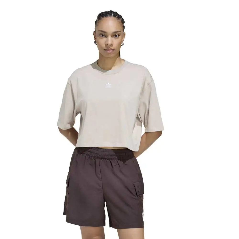 Essentials Crop T-Shirt Beige - Image 2