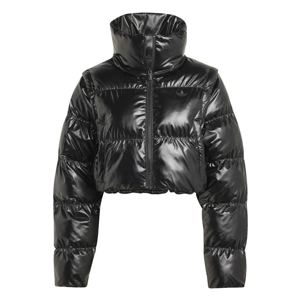 Essentials Glossy 2-In-1 Cropped Puffer Black