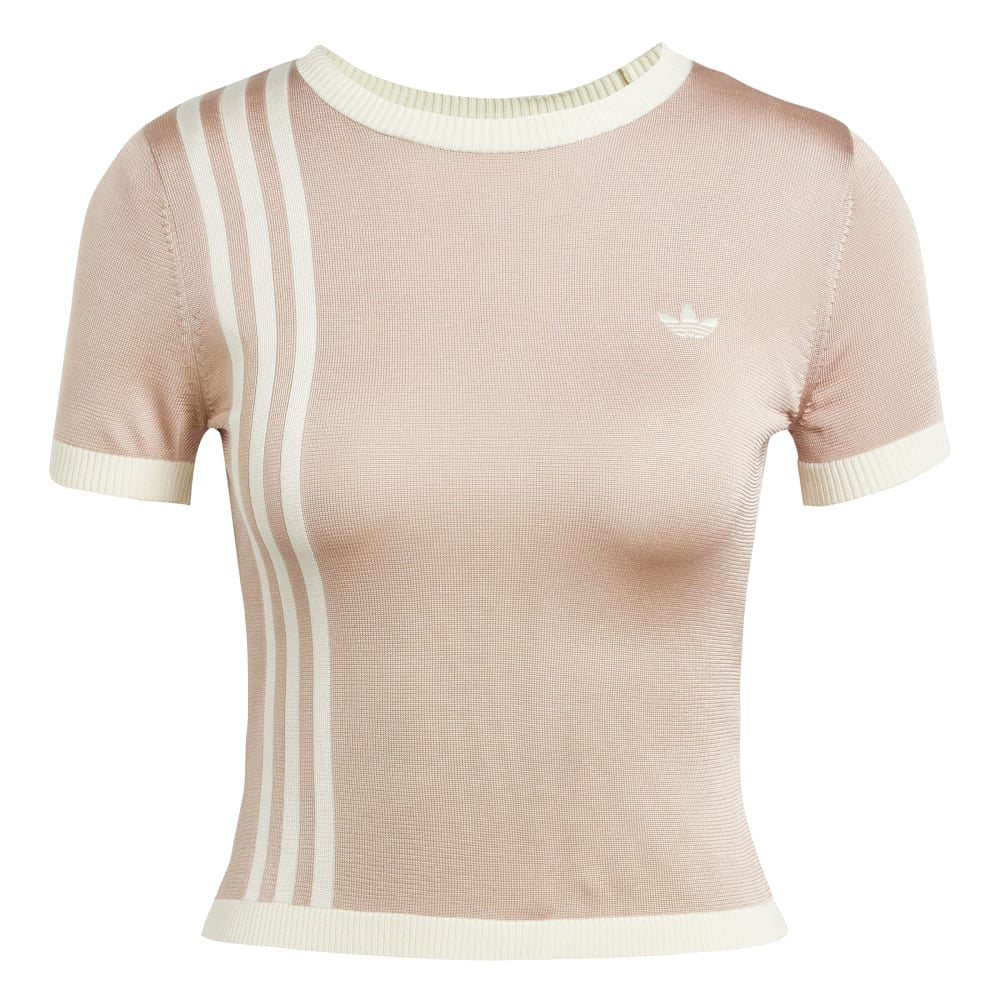 Knitted 3-Stripes Short T-Shirt Pink