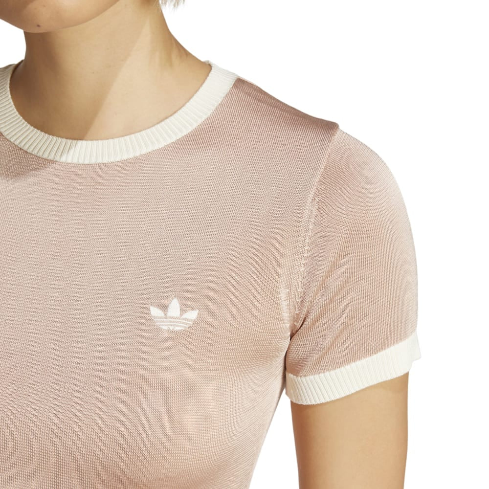 Knitted 3-Stripes Short T-Shirt Pink - Image 4