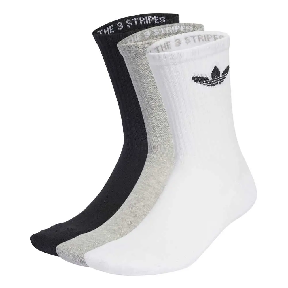 Trefoil Cushion Crew Socks 3 Pairs White