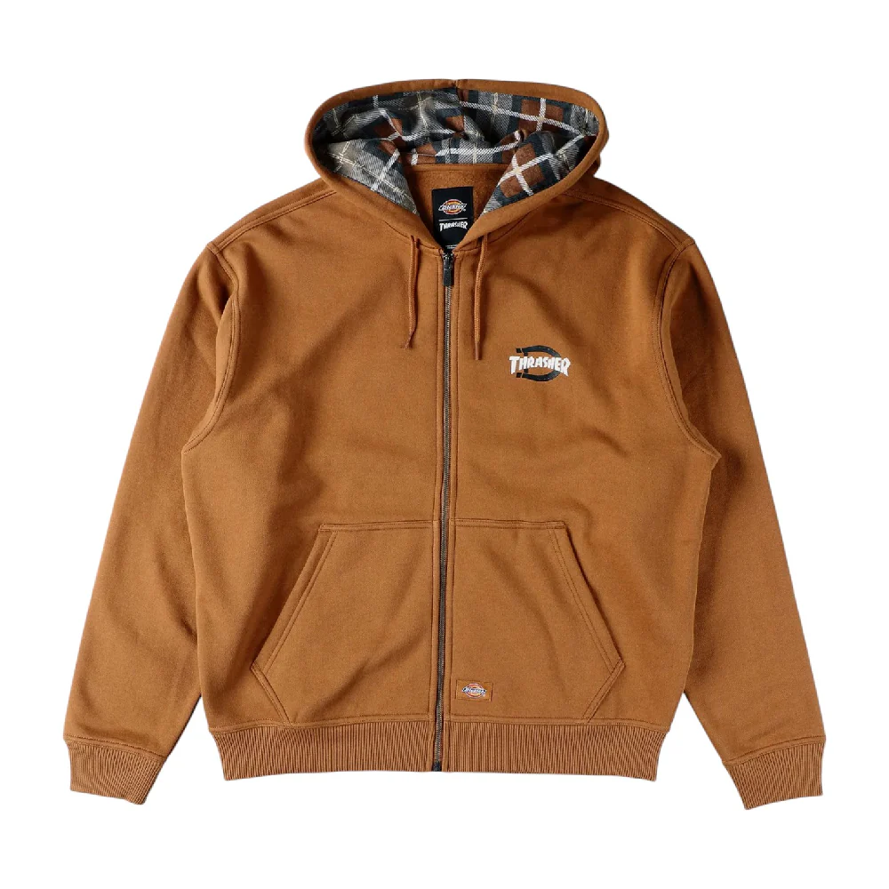 Thrasher X Dickies Full-Zip Hoodie Brown