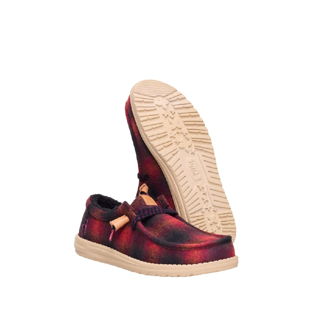 Wally Cozy Plaid Shoes Red Black - Image 3