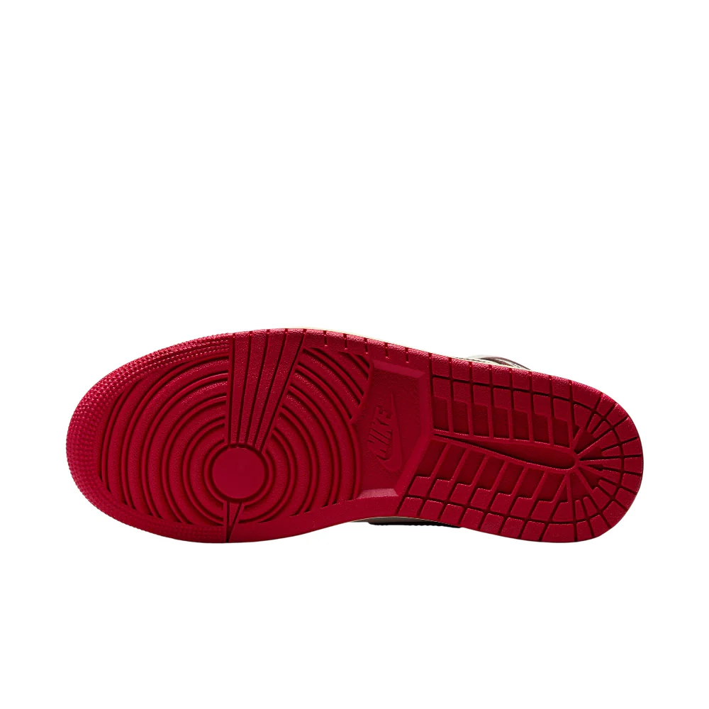 Air Jordan 1 Mid Mystic Hibiscus Sneakers White Red Black - Image 6