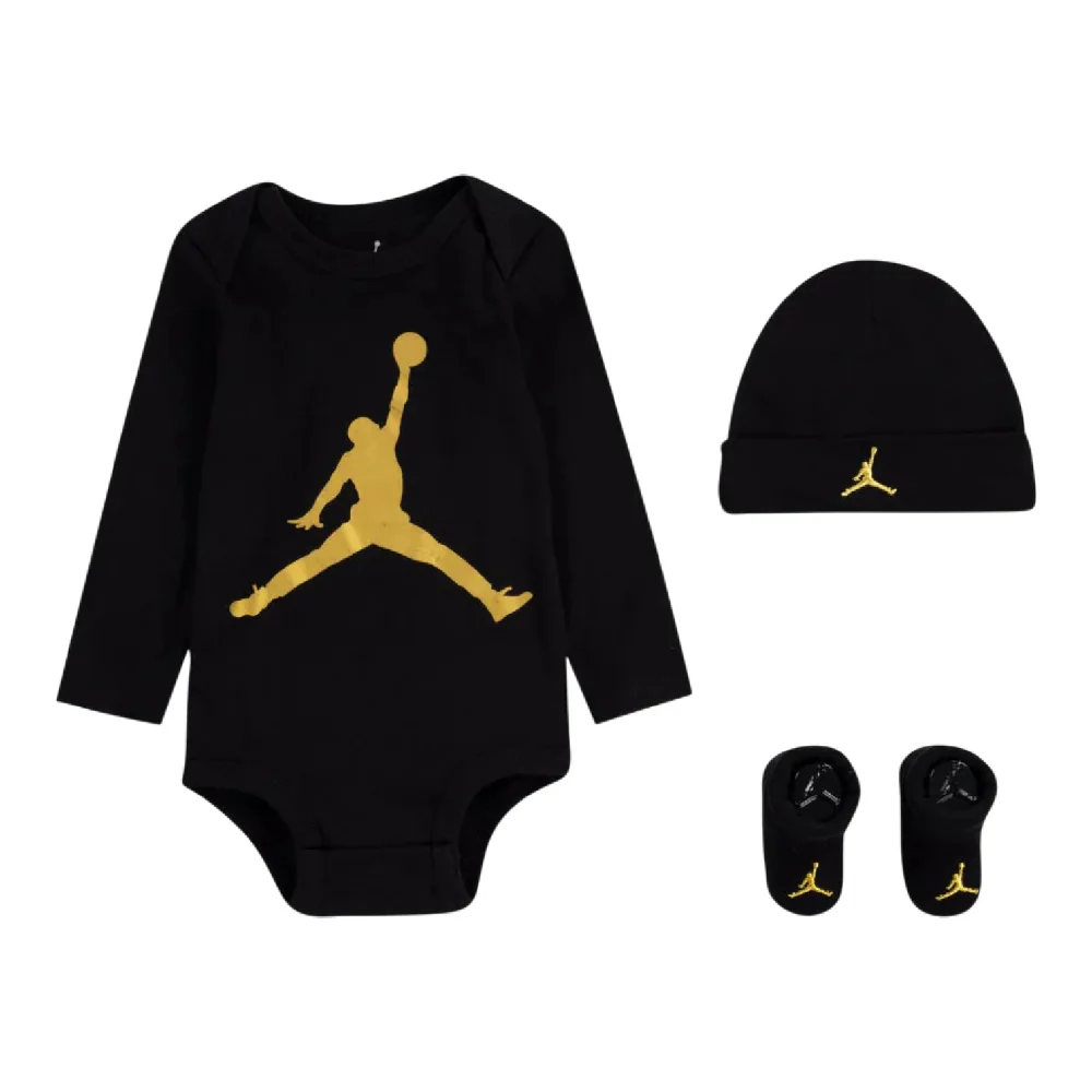 Romper/Hat/Slippers Set - 0-6M Black