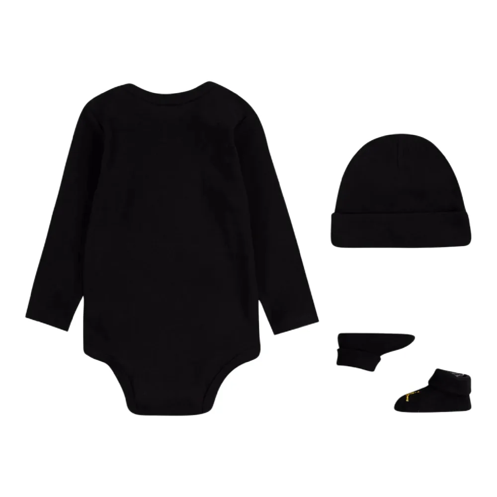 Romper/Hat/Slippers Set - 0-6M Black - Image 2