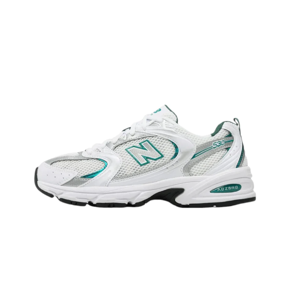 530 White Silver Green Sneakers