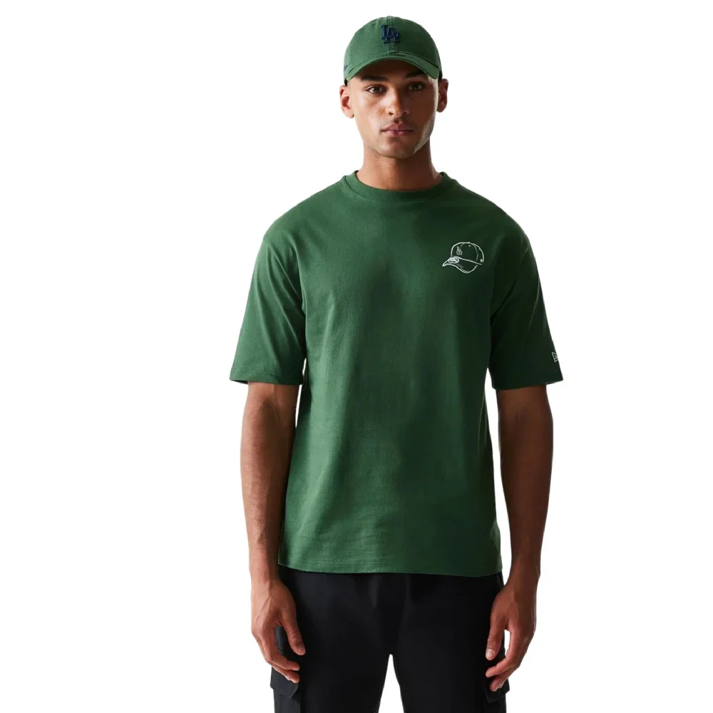 LA Dodgers MLB Baseball Graphic Dark Green Oversized T-Shirt
