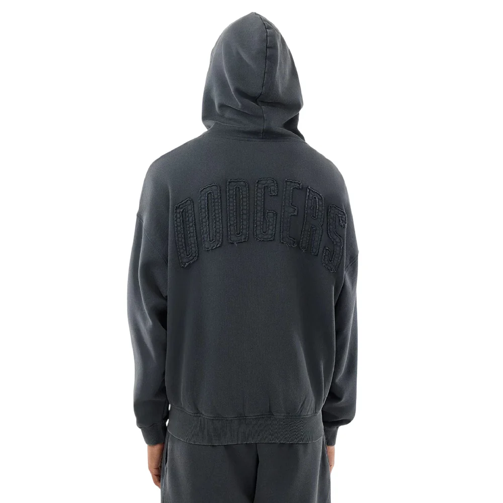 LA Dodgers MLB Washed Dark Grey Full Zip Hoodie - Image 2
