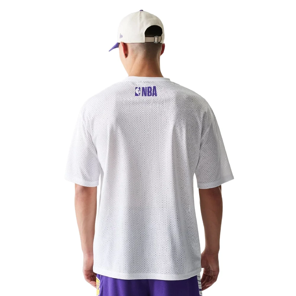 LA Lakers NBA Graphic Mesh White T-Shirt - Image 2