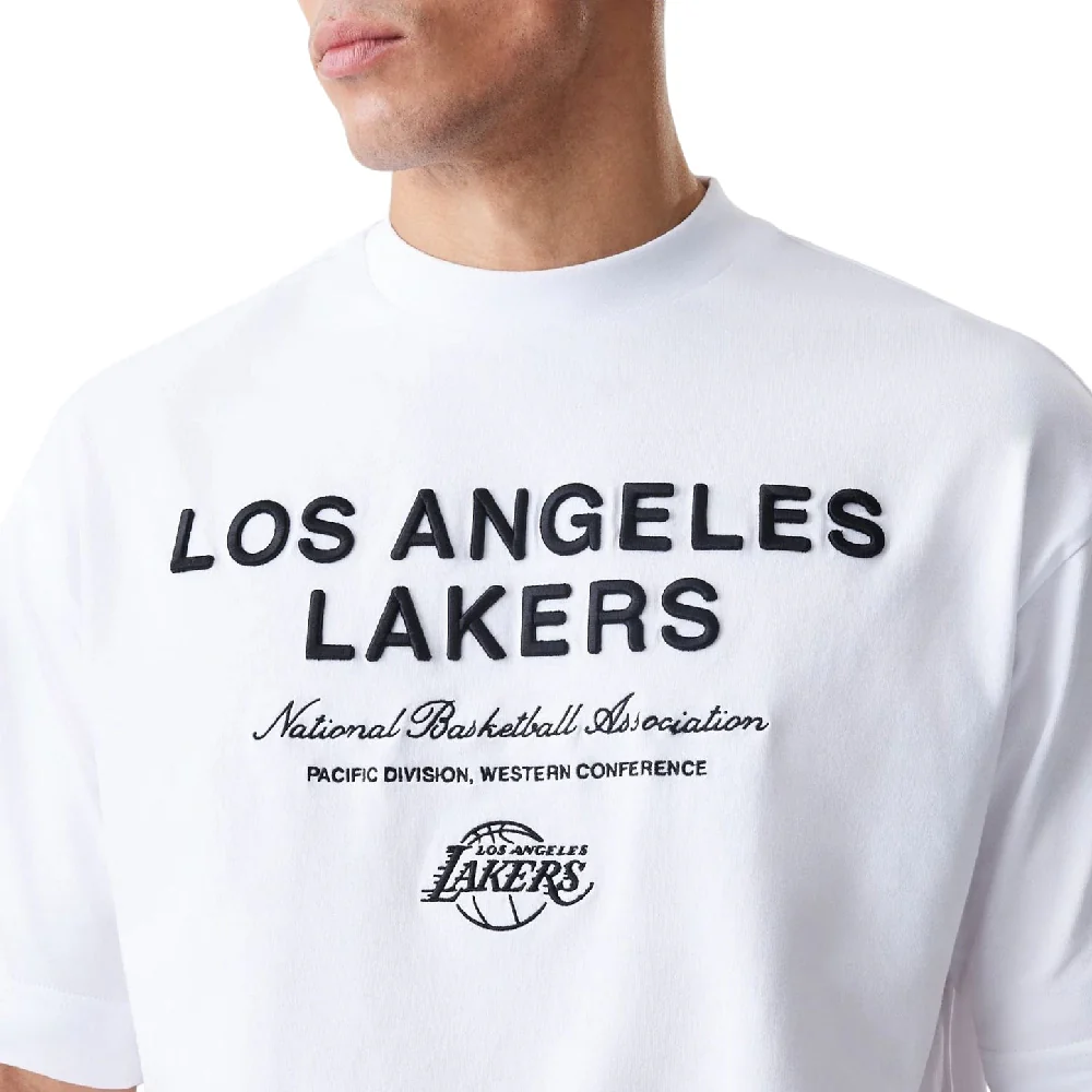 LA Lakers NBA Linear White T-Shirt - Image 3