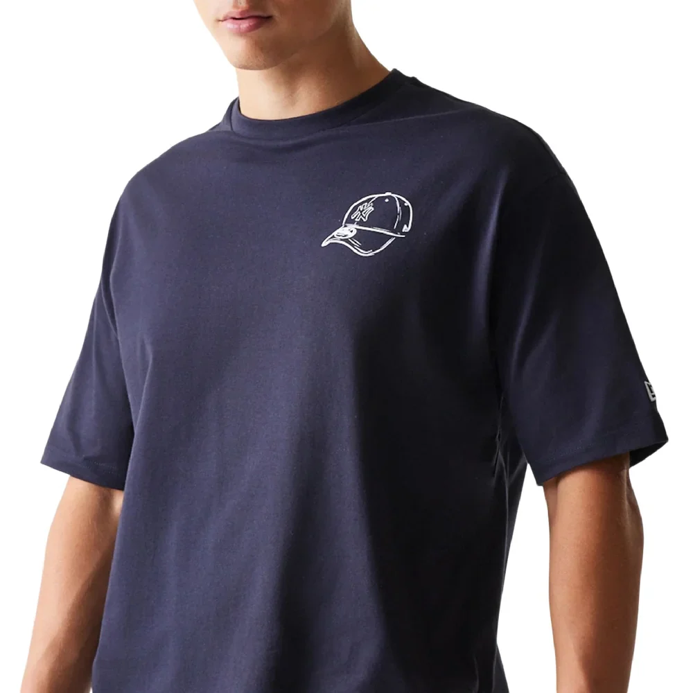 New York Yankees MLB Baseball Graphic Navy Oversized T-Shirt - Image 3