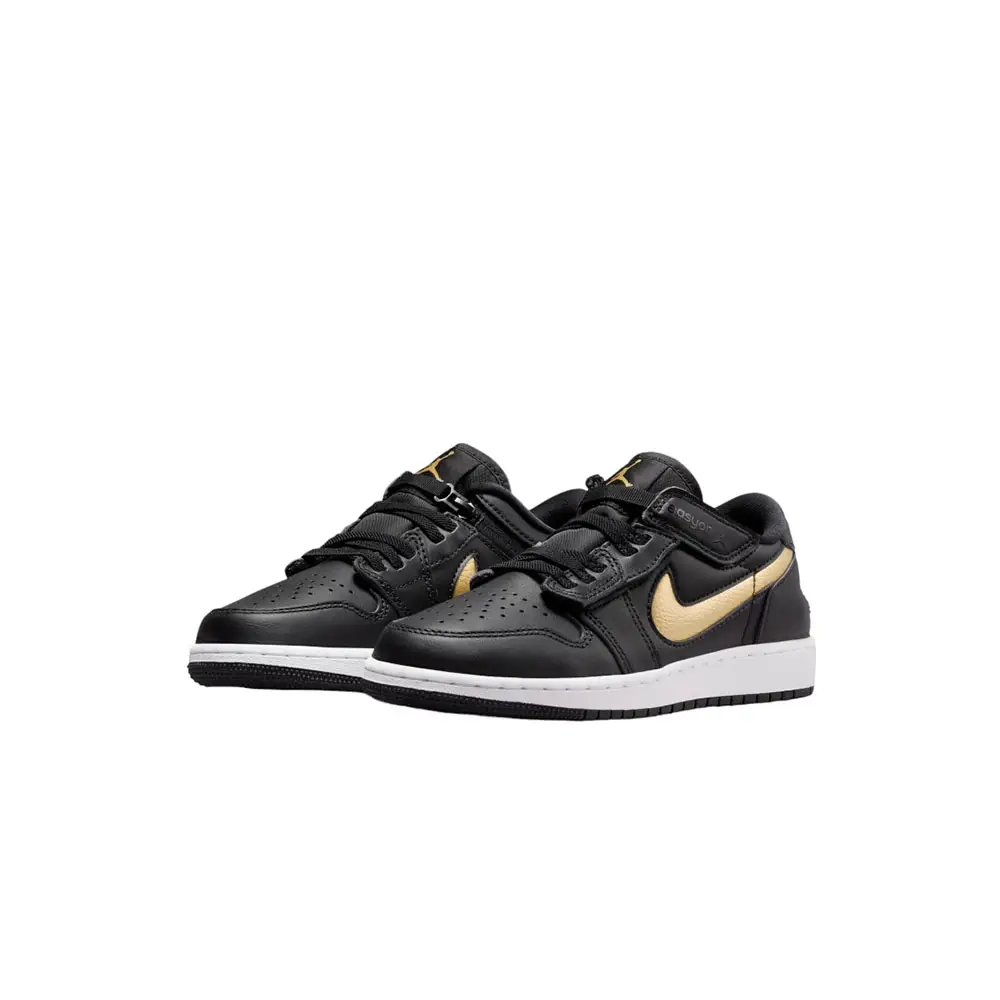 Air Jordan 1 Low Flyease Black Metallic Gold (Gs) - Image 2