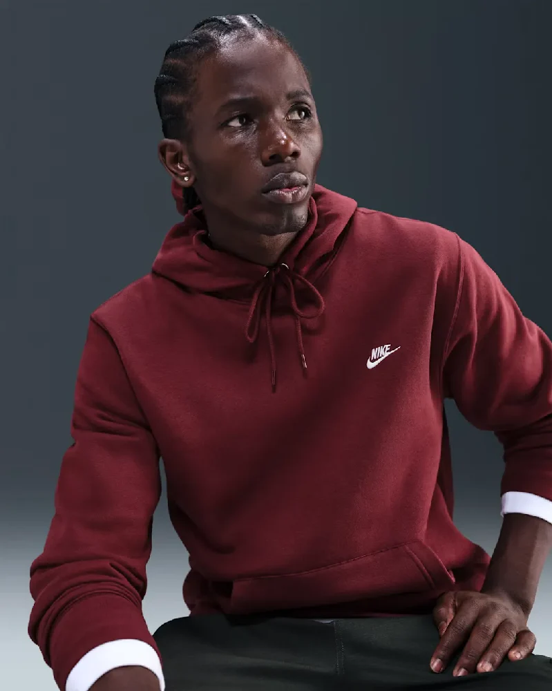 Club Pullover Fleece Hoodie Red - Image 6
