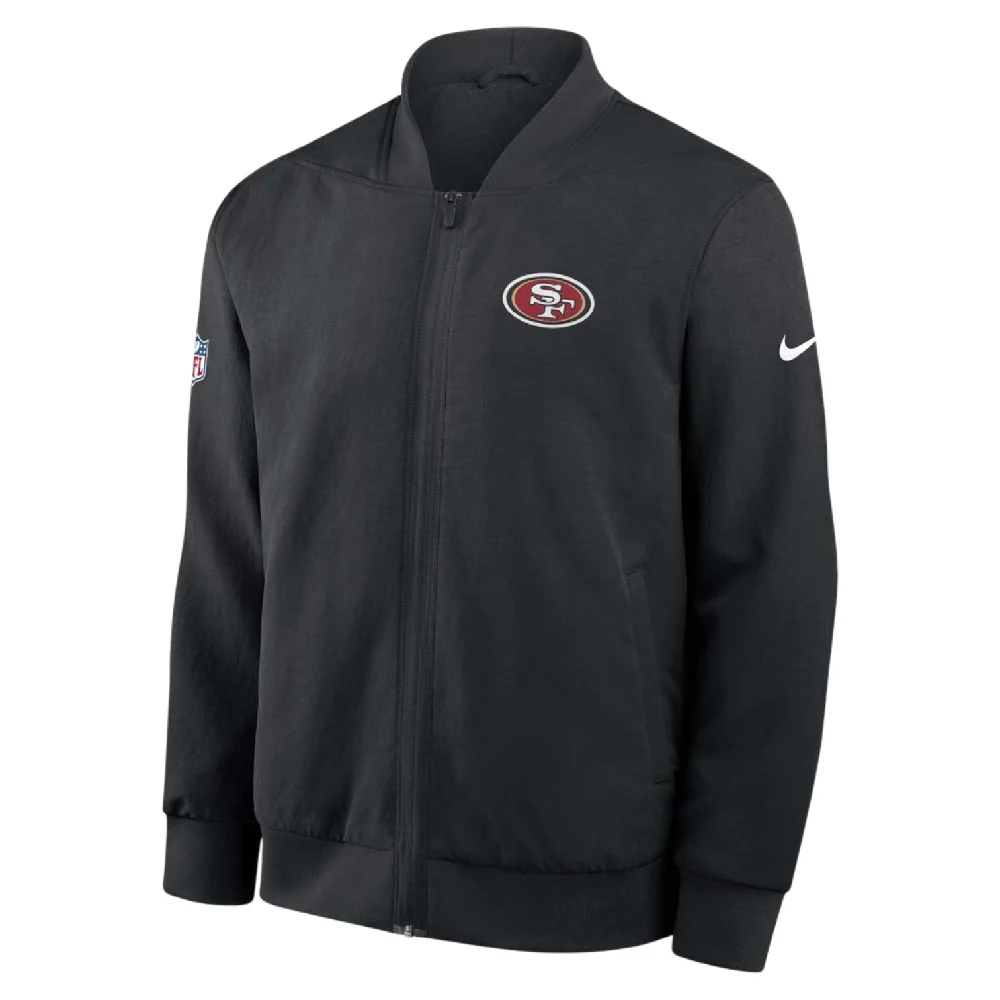 NFL San Francisco 49ers 2025 Sideline Bomber Jacket Black