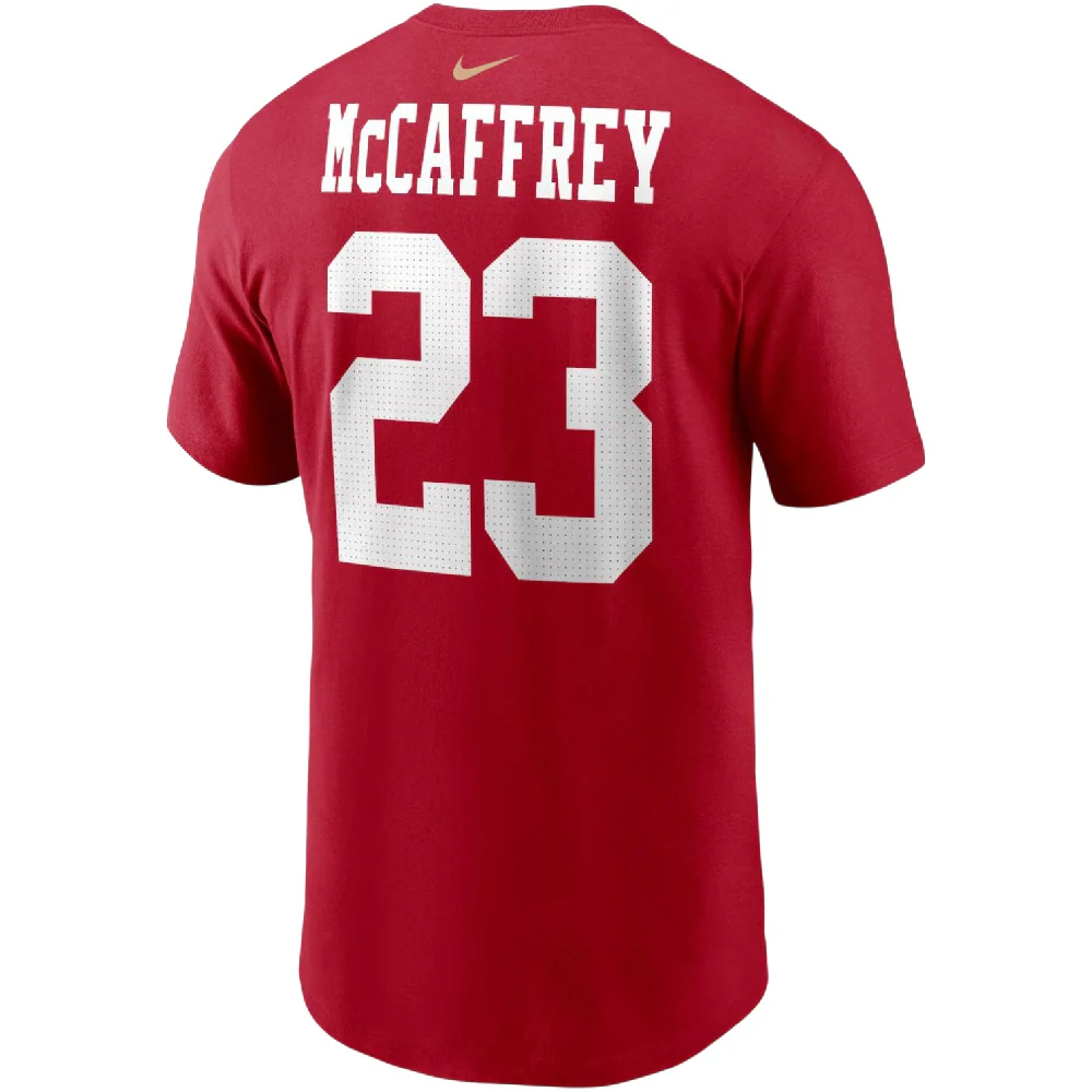 NFL San Francisco 49ers Christian McCaffrey #23 Name & Number T-Shirt Red - Image 2