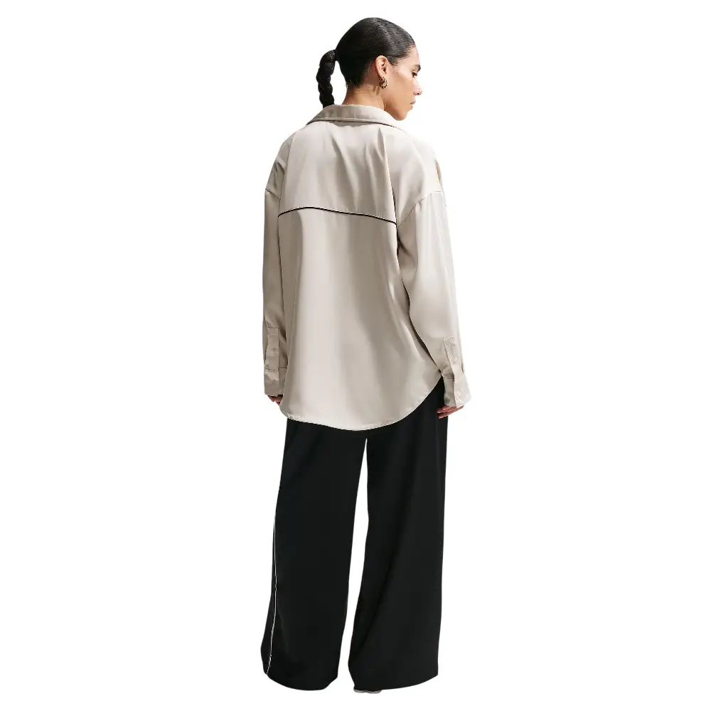 Sportswear Oversized Satin Long-Sleeve Top White - Image 2
