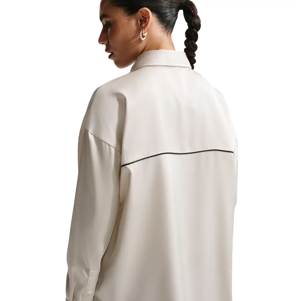 Sportswear Oversized Satin Long-Sleeve Top White - Image 4
