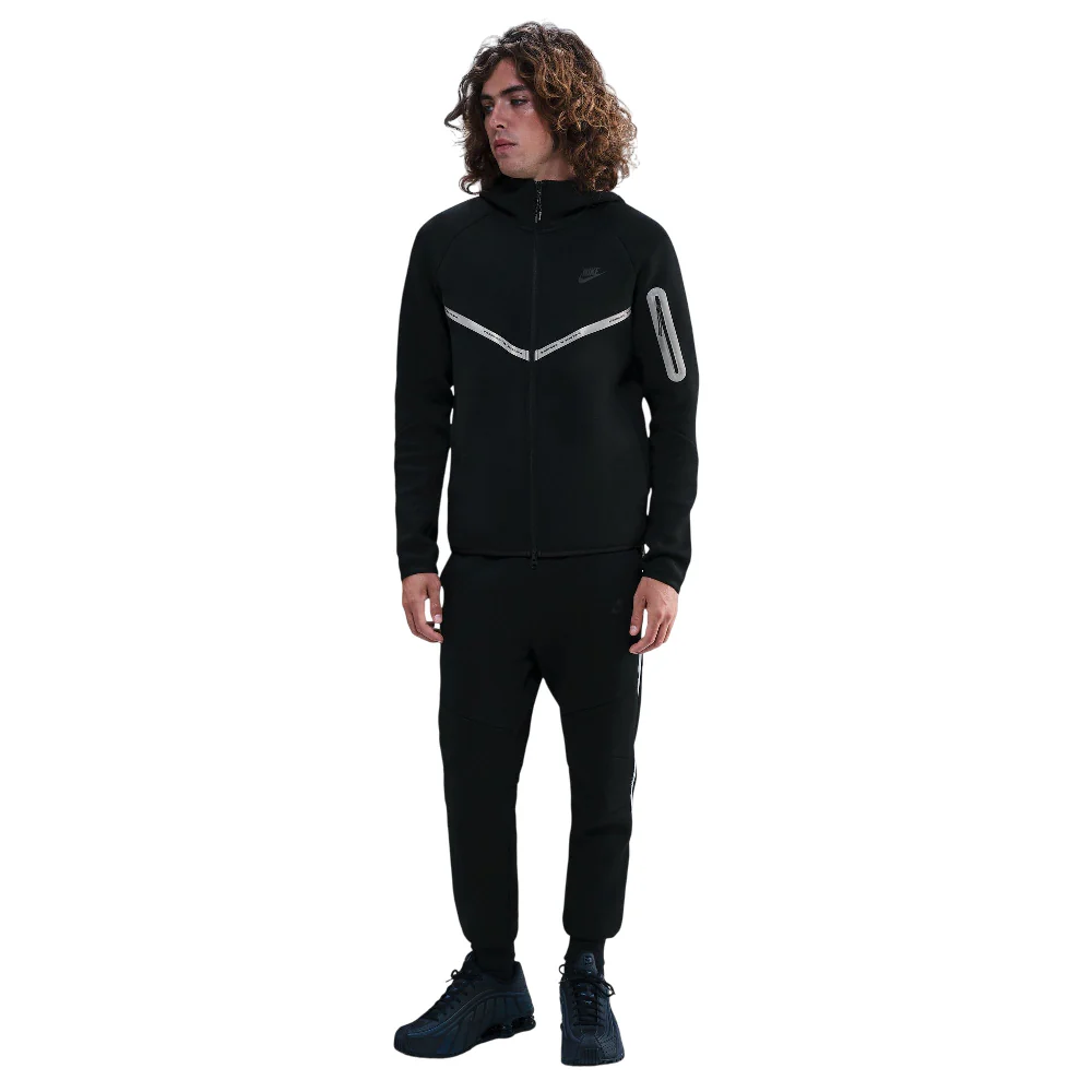 Tech Full-Zip Fleece Windrunner Jacket with Reflective Accents Black