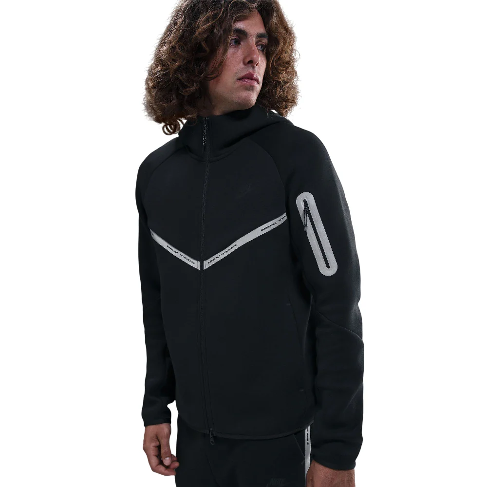 Tech Full-Zip Fleece Windrunner Jacket with Reflective Accents Black - Image 3