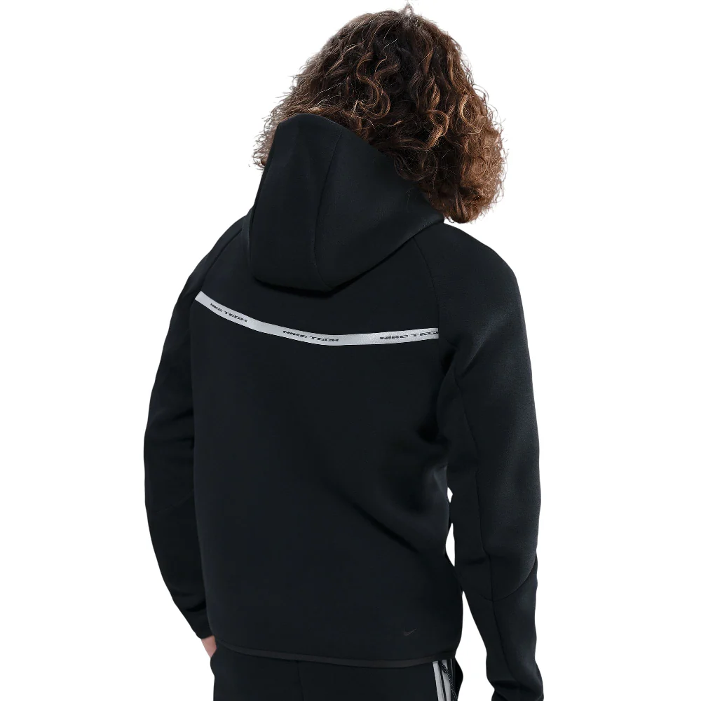 Tech Full-Zip Fleece Windrunner Jacket with Reflective Accents Black - Image 4