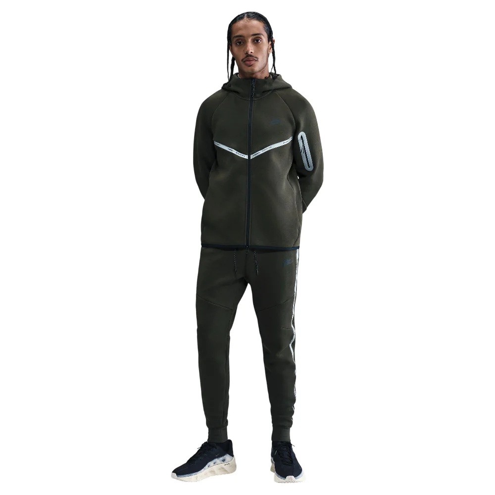 Tech Full-Zip Fleece Windrunner Jacket with Reflective Accents Green