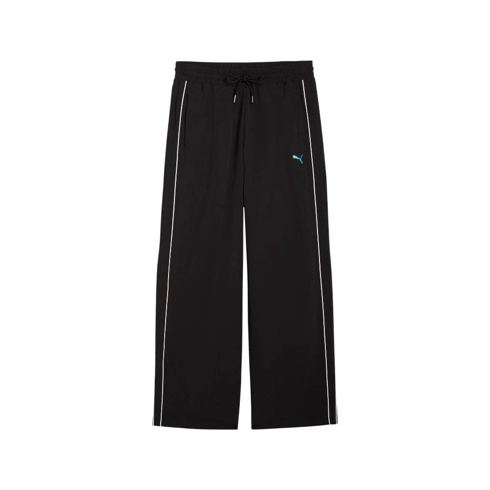 T7 Piping Relaxed Woven Track Pants Black