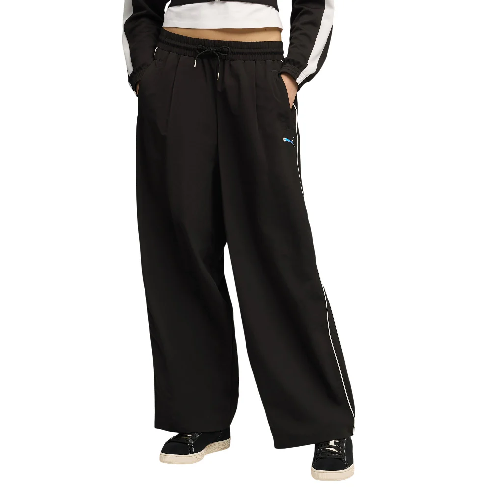 T7 Piping Relaxed Woven Track Pants Black - Image 3