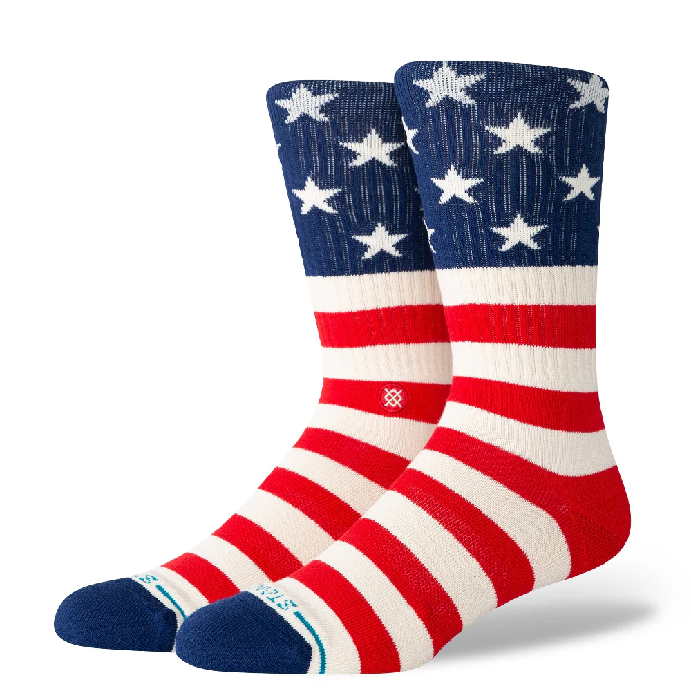The Fourth St Crew Socks White Red Blue
